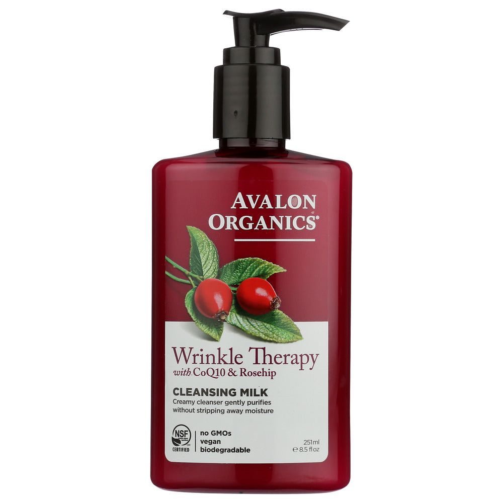 AVALON ORGANICS: Wrinkle Therapy Cleansing Milk with CoQ10 & Rosehip, 8.5 oz - #tag1# - #tag2#