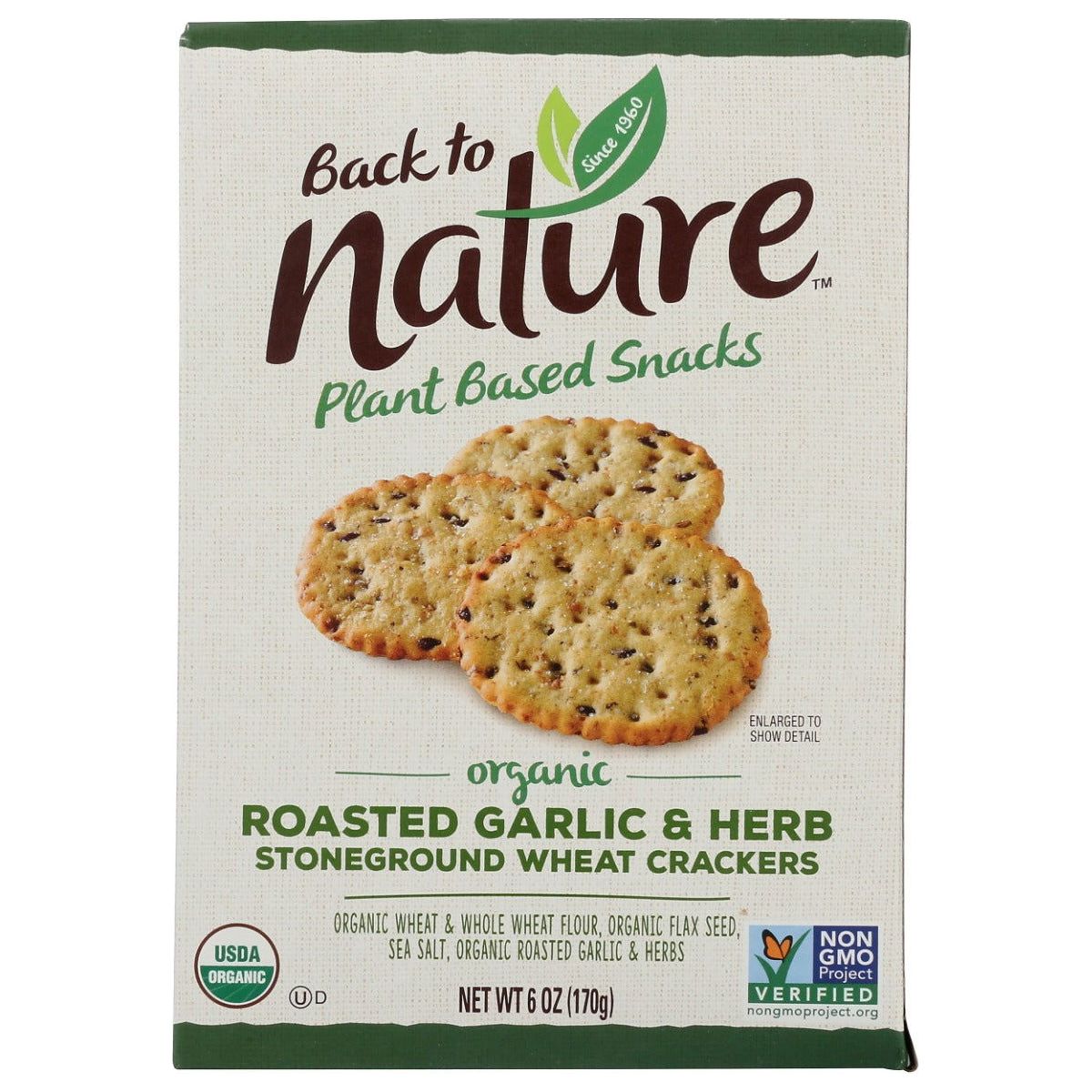 BACK TO NATURE: Organic Roasted Garlic and Herb Stoneground Wheat Crackers, 6 oz - Sunshine Co Op. - #tag1# - #tag2# - #tag3# - #tag4#