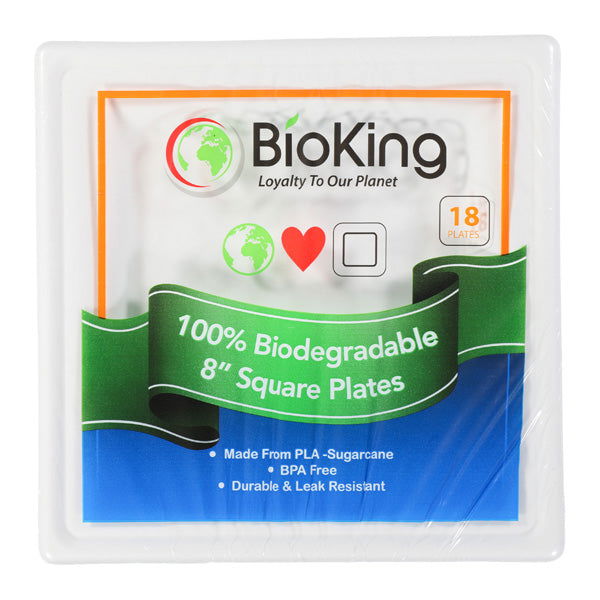 BIO KING: Square Plates 8 Inches, 18 pc - #tag1# - #tag2#