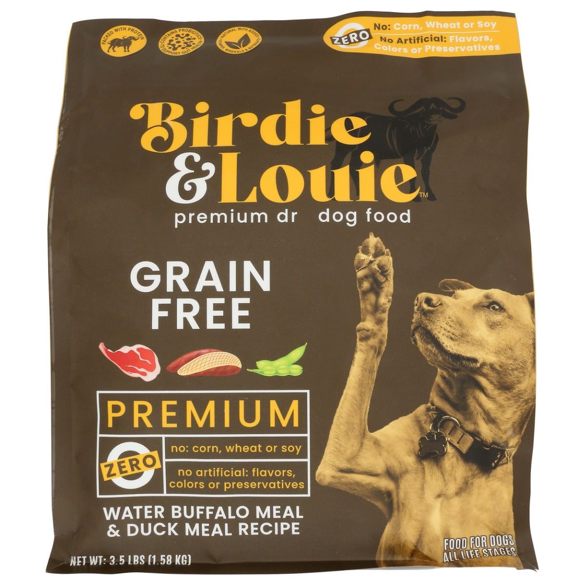 BIRDIE & LOUIE: Water Buffalo Meal and Duck Meal Dry Dog Food, 3.5 lb - #tag1# - #tag2#