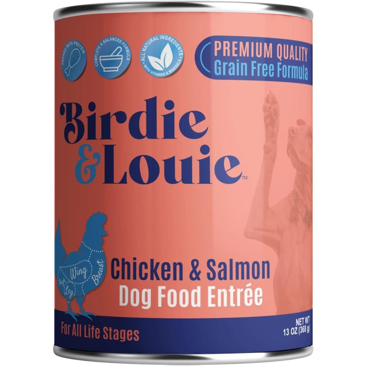BIRDIE & LOUIE: Wet Dog Food Real Chicken and Salmon, 13 oz - #tag1# - #tag2#