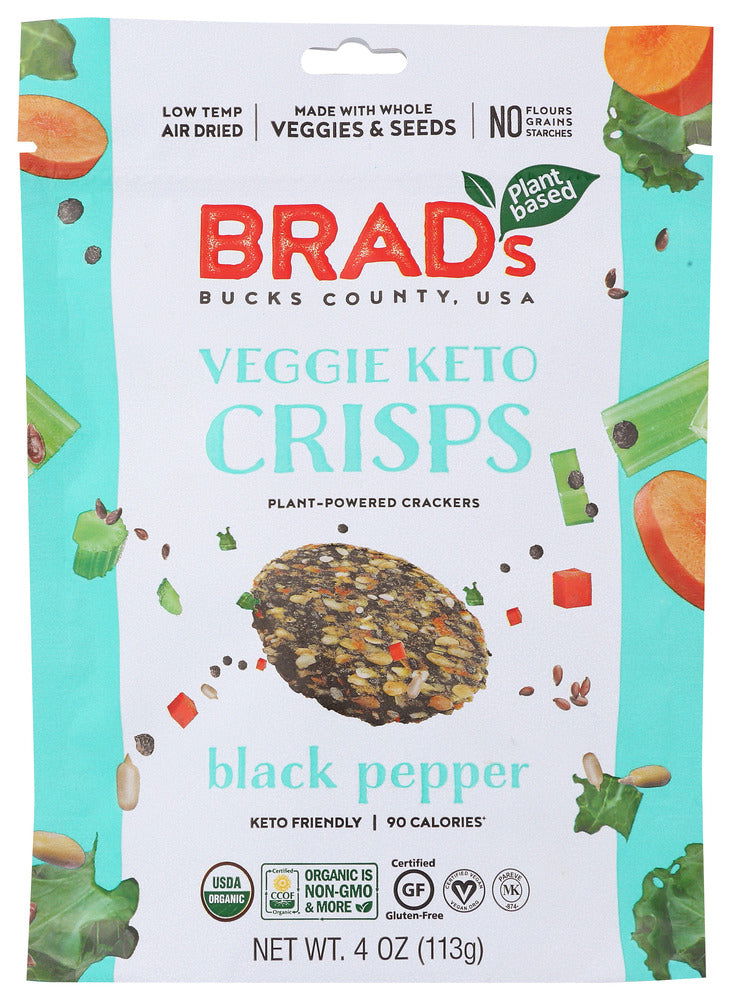 BRADS PLANT BASED: Black Pepper Veggie Keto Crisps, 4 oz - #tag1# - #tag2#