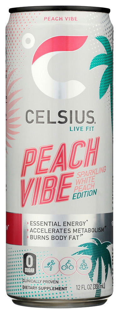 CELSIUS: Beverage Sparkling Peach Vibe, 12 fo - #tag1# - #tag2#