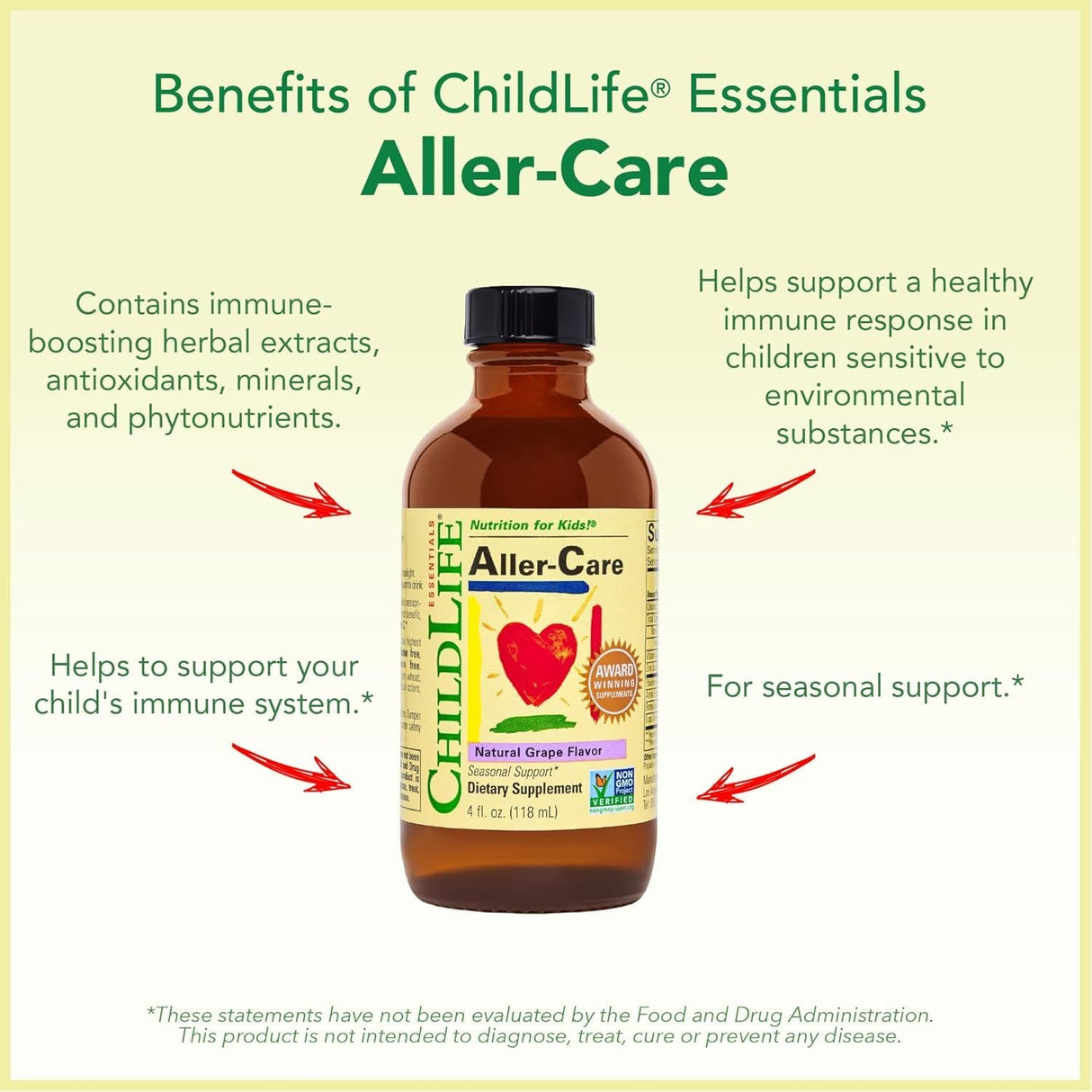 CHILDLIFE ESSENTIALS Aller-Care - Natural Grape Relief - with Elderberry, 4 Fl Oz - #tag1# - #tag2#