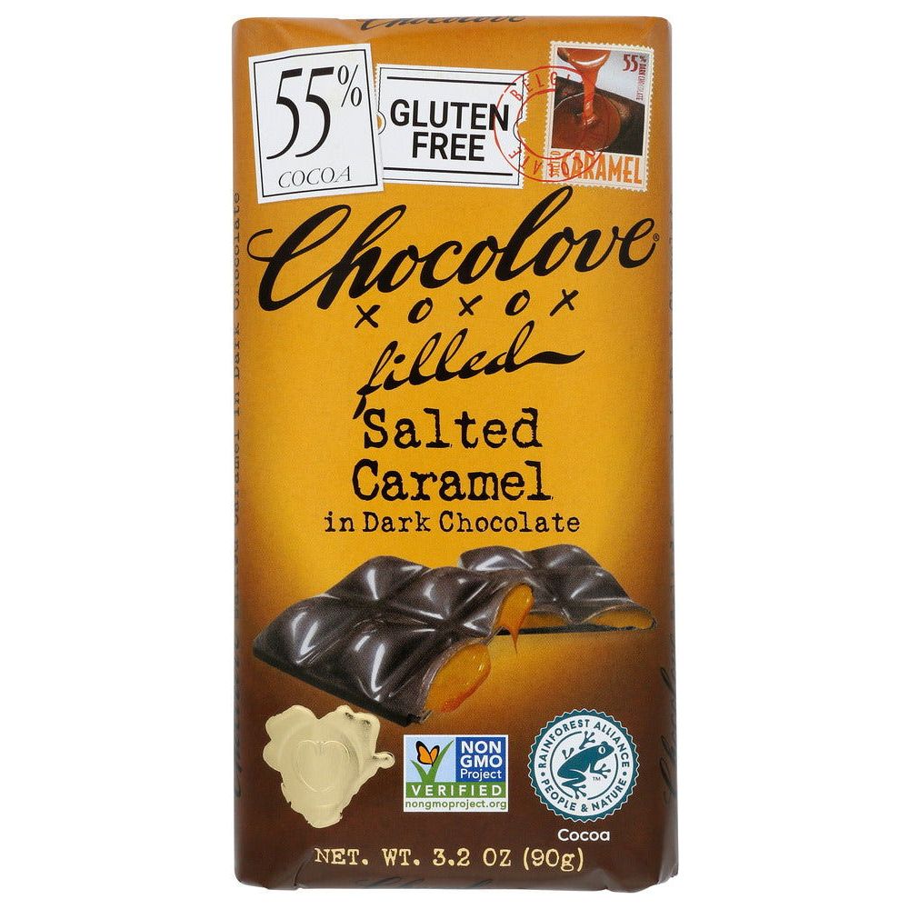 CHOCOLOVE: Dark Chocolate Caramel Bar, 3.2 oz - Sunshine Co Op. - #tag1# - #tag2# - #tag3# - #tag4#