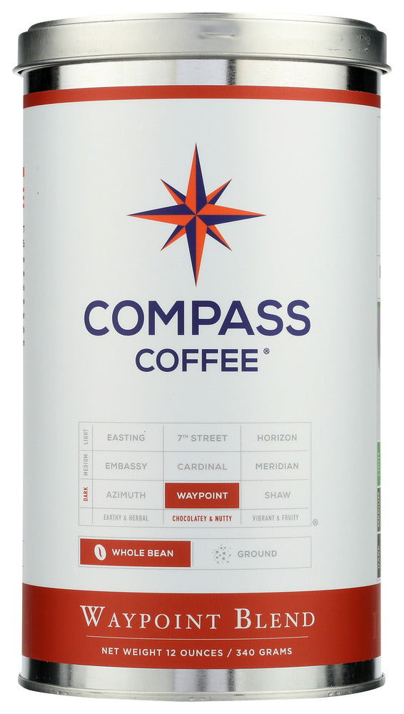 COMPASS COFFEE: Waypoint Blend Whole Bean Coffee, 12 oz - #tag1# - #tag2#