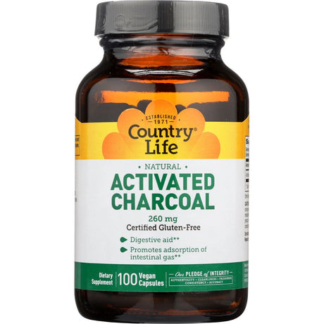 COUNTRY LIFE: Activated Charcoal 260 Mg, 100 vc - #tag1# - #tag2#