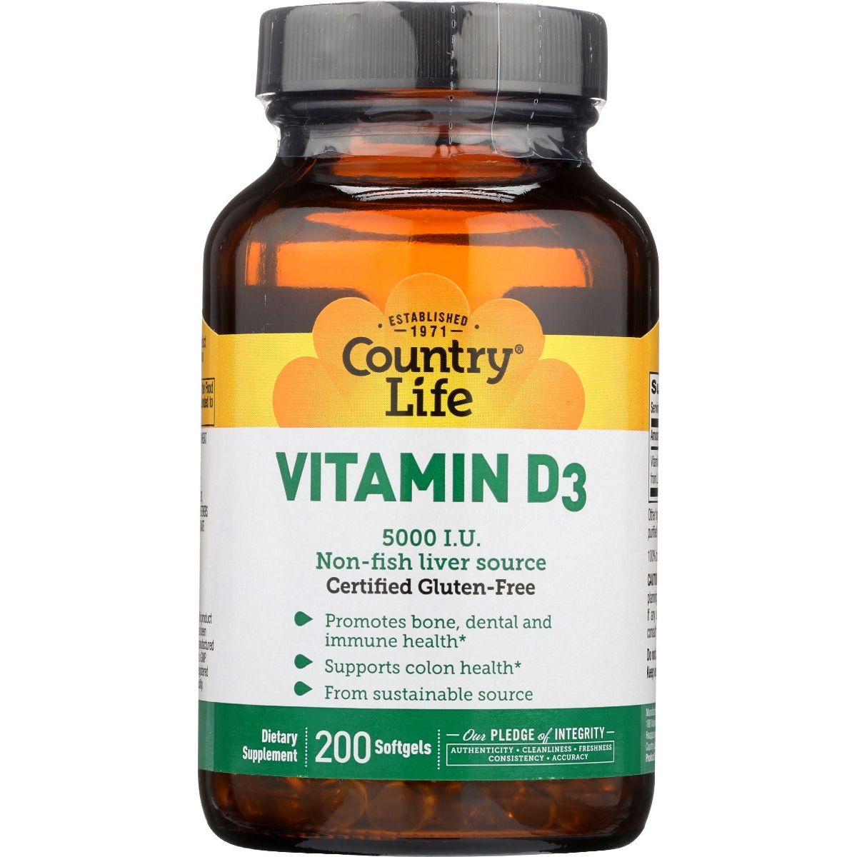 COUNTRY LIFE: Vitamin D3 5000Iu, 200 sg - #tag1# - #tag2#