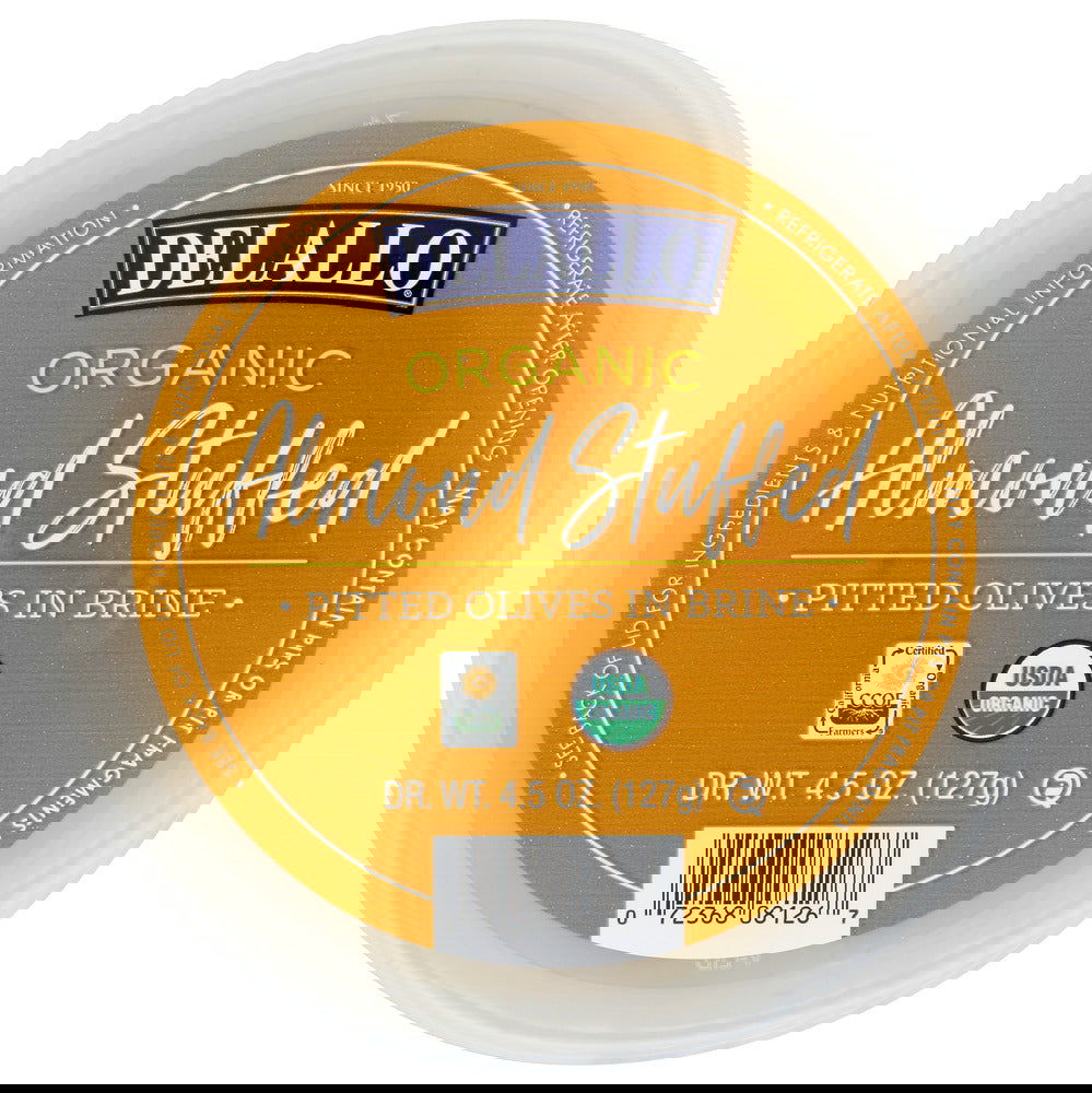 DELALLO: Organic Almond Stuff Pitted Olives In Brine, 4.5 oz - #tag1# - #tag2#