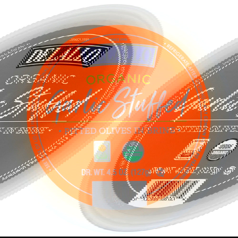 DELALLO: Organic Garlic Stuffed Pitted Olives In Brine, 4.5 oz - #tag1# - #tag2#