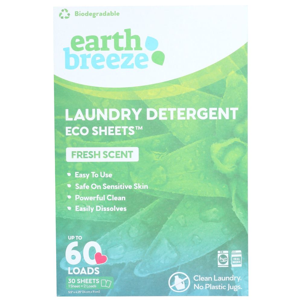 EARTH BREEZE: Laundry Detergent Eco Sheets Fresh Scent, 60 ea - #tag1# - #tag2#