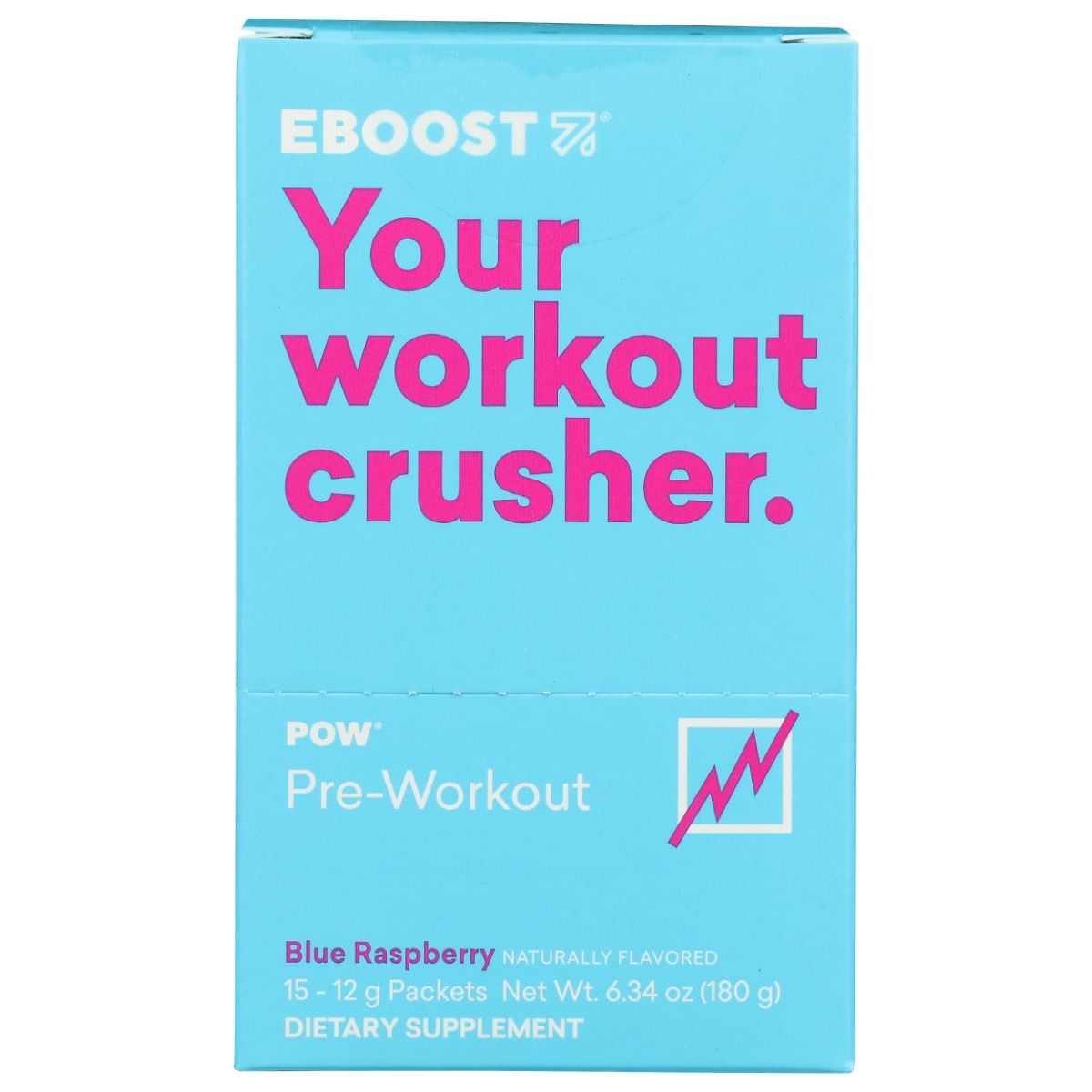 EBOOST: POW Pre Workout Powder Blue Raspberry 15Packets, 6.34 oz - #tag1# - #tag2#