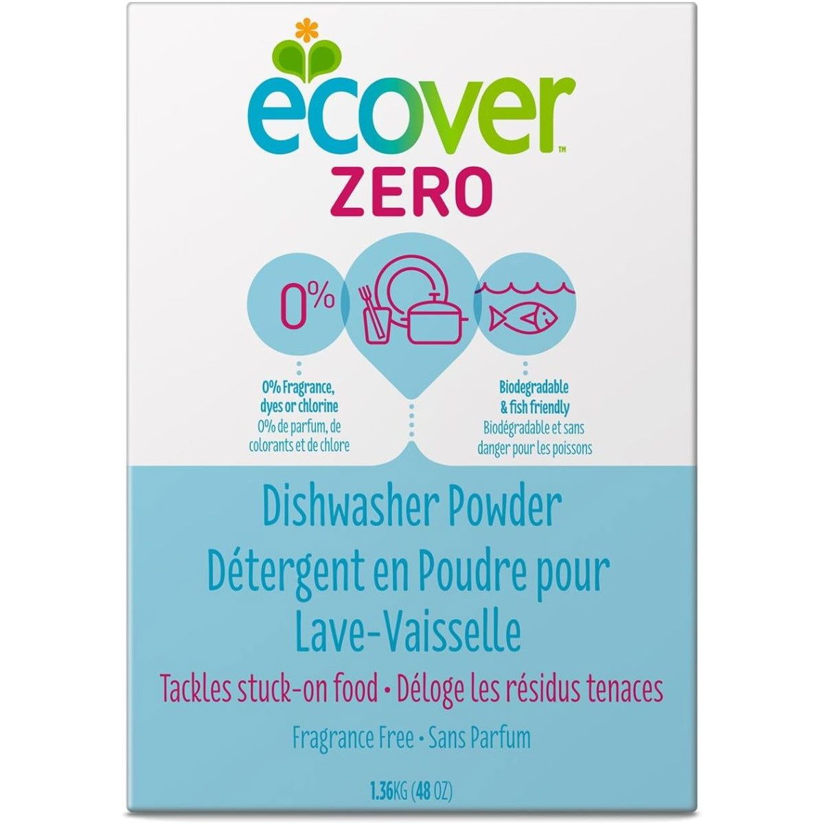 ECOVER: Zero Dishwasher Powder, 48 oz - Sunshine Co Op. - #tag1# - #tag2# - #tag3# - #tag4#