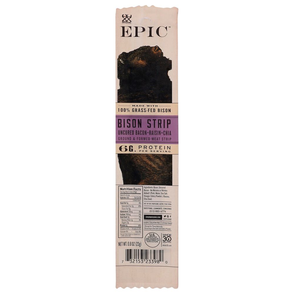 EPIC: Bison Bacon Chia Snack Strip, 0.8 oz - #tag1# - #tag2#