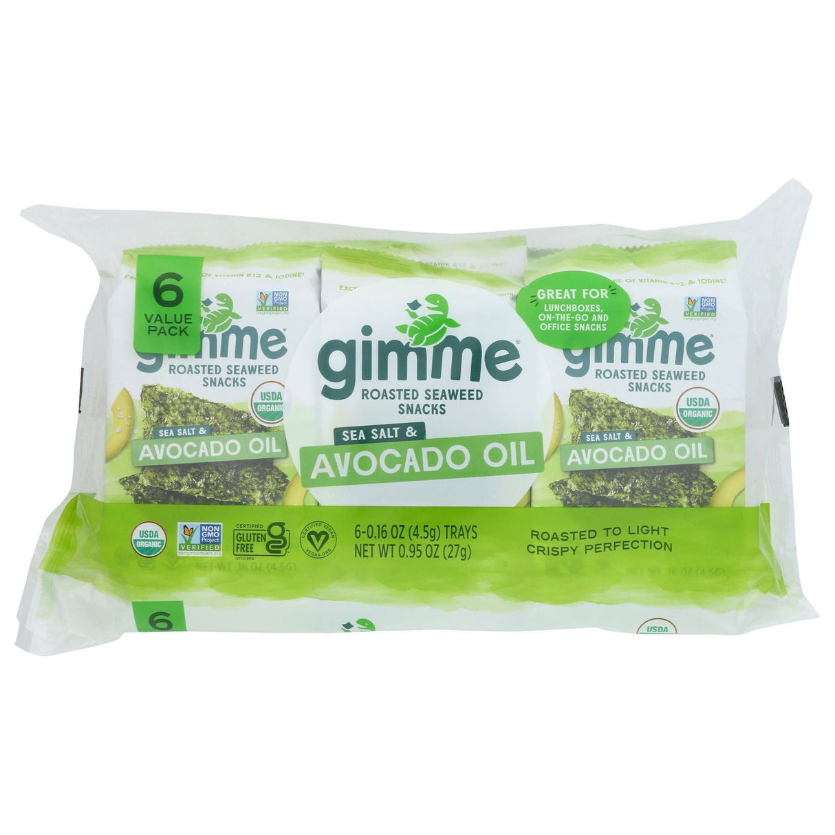 GIMME: Sea Salt and Avocado Oil Seaweed Snacks 6Pk, 0.95 oz - #tag1# - #tag2#
