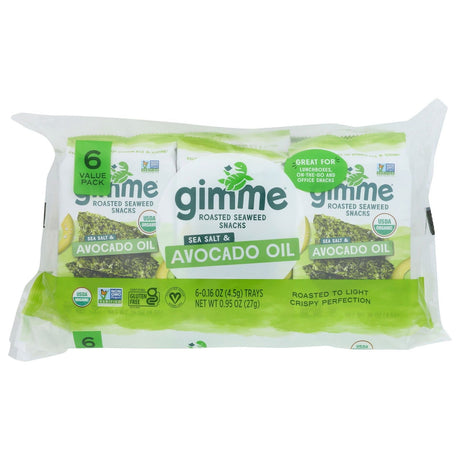 GIMME: Sea Salt and Avocado Oil Seaweed Snacks 6Pk, 0.95 oz - #tag1# - #tag2#