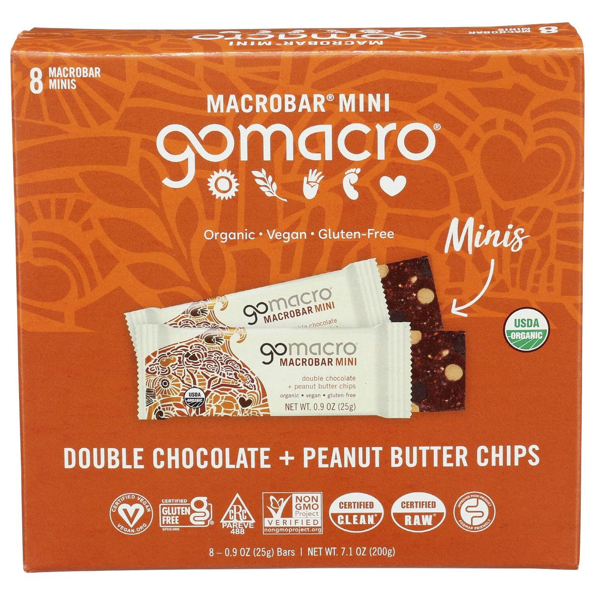 GOMACRO: Bar Dbl Chc Pb Mini 8 Pk, 7.1 oz - #tag1# - #tag2#