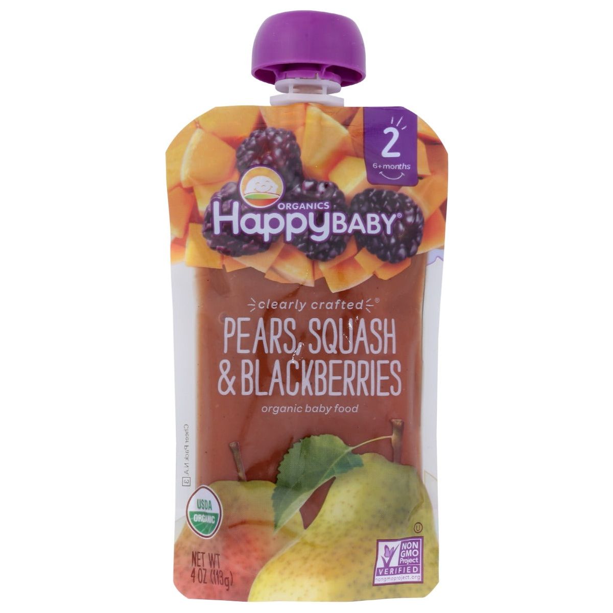 HAPPY BABY: S2 Pear Squash Blackberry Organic, 4 oz - #tag1# - #tag2#