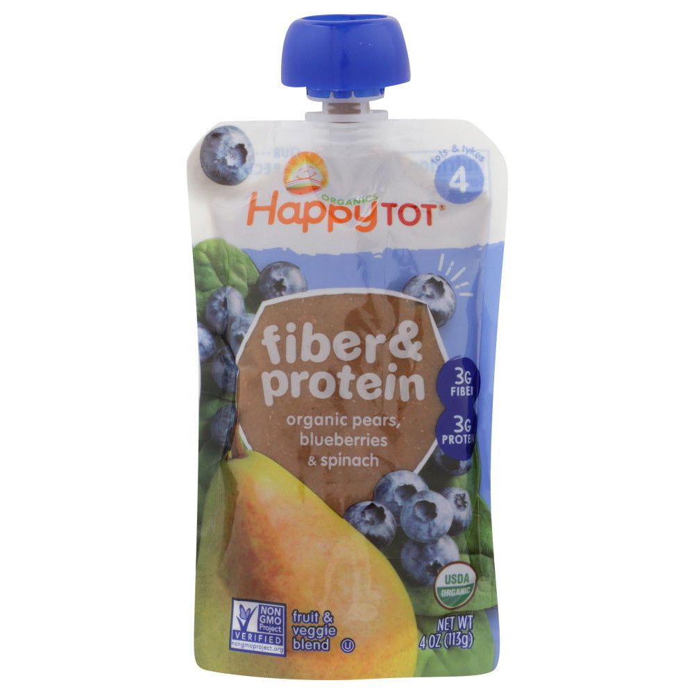 HAPPY TOT: Fiber & Protein Pears, Blueberries & Spinach, 4 oz - Sunshine Co Op. - #tag1# - #tag2# - #tag3# - #tag4#