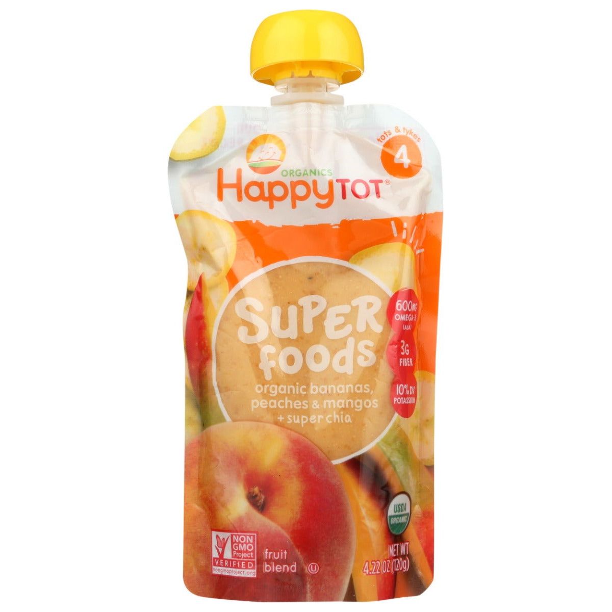 HAPPY TOT: Superfoods Banana Mango & Peach Organic, 4.22 oz - Sunshine Co Op. - #tag1# - #tag2# - #tag3# - #tag4#