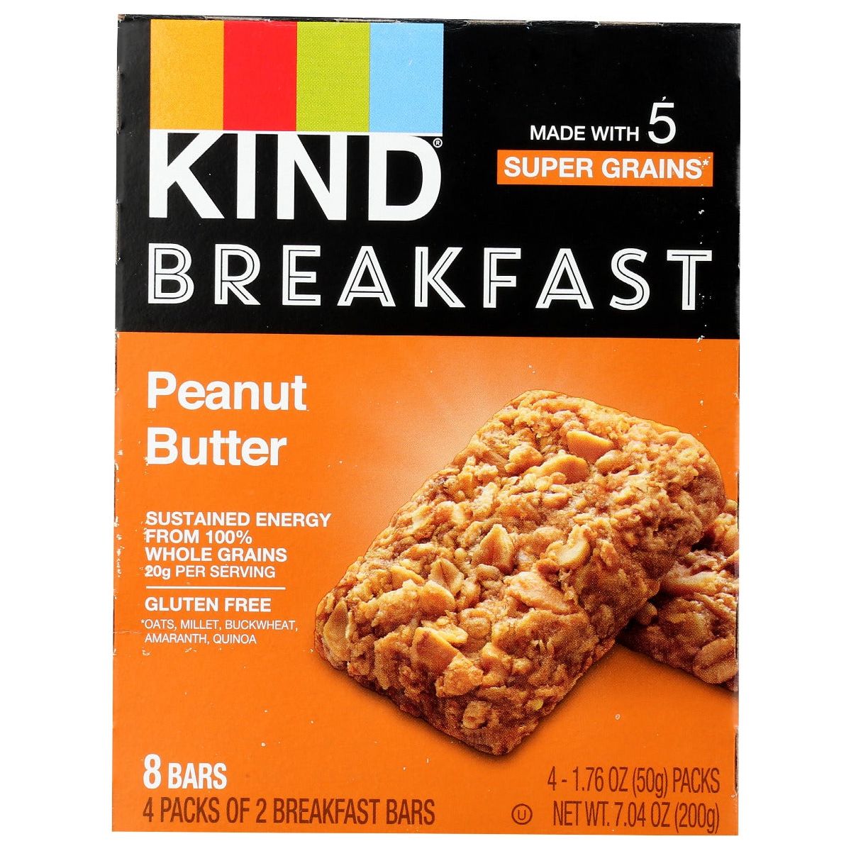 KIND: Peanut Butter Breakfast Bars 4 Count, 7.04 oz - #tag1# - #tag2#