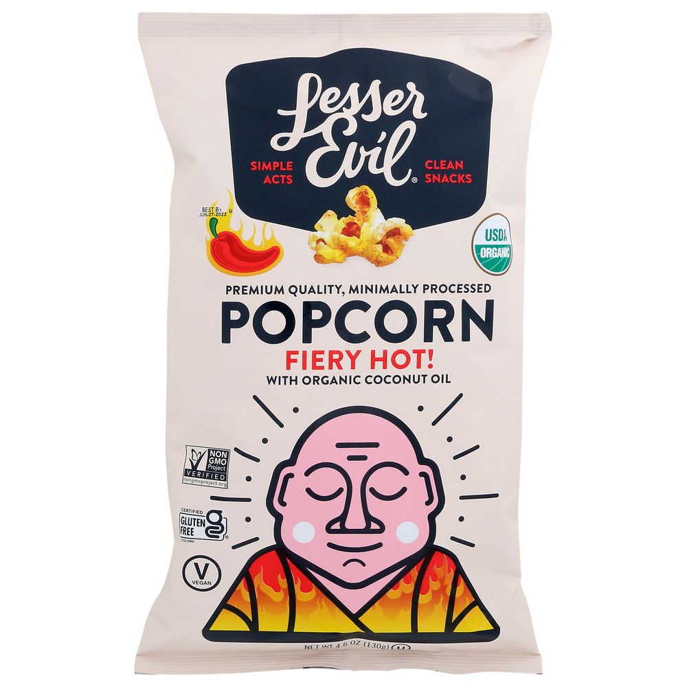 LESSER EVIL: Popcorn Fiery Hot Organic, 4.6 OZ - #tag1# - #tag2#