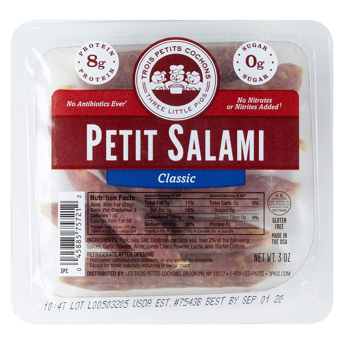 LES TROIS PETITS: Classic Petit Salami, 3 oz - #tag1# - #tag2#