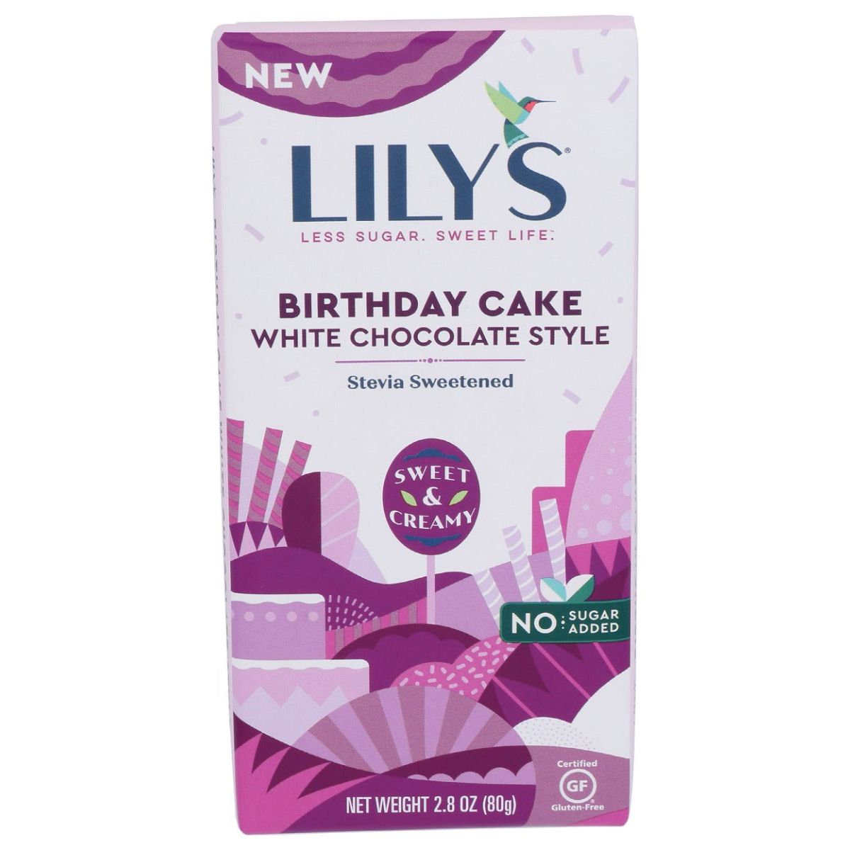 LILYS SWEETS: Bar Chocolate White Birthday Cake, 2.8 OZ - #tag1# - #tag2#