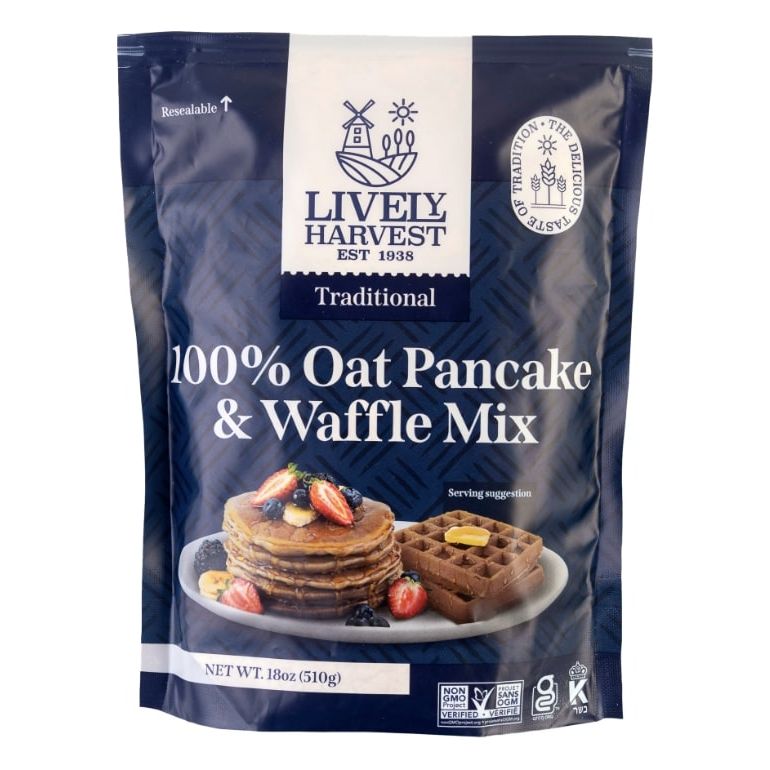 LIVELY HARVEST: Mix Oat Pancake Waffle Traditional, 17.99 oz - #tag1# - #tag2#