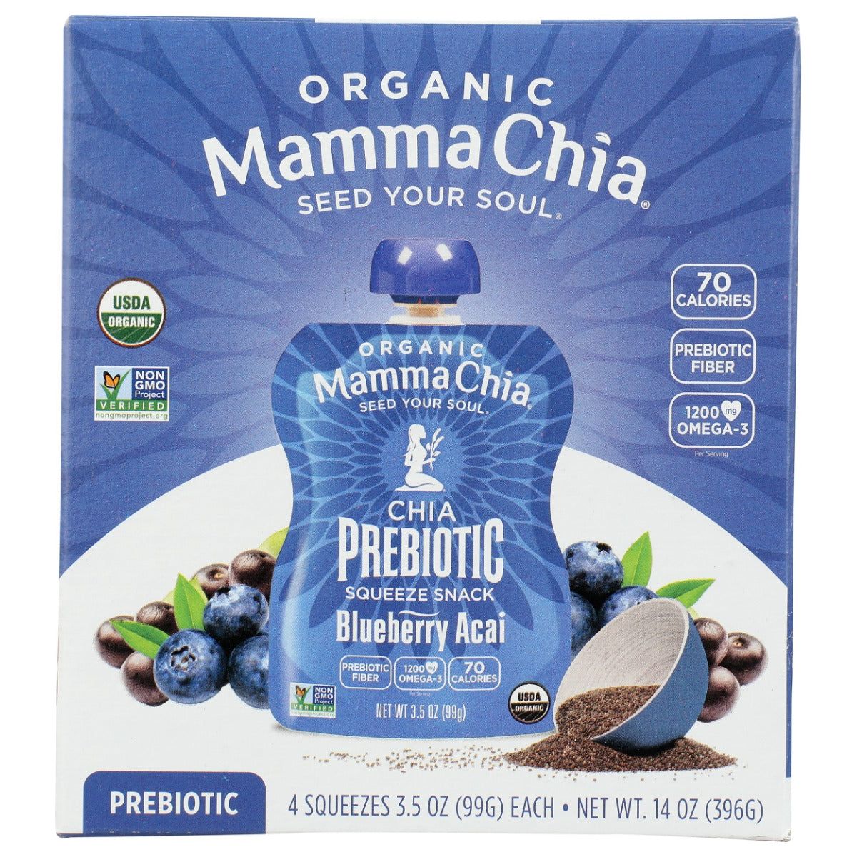 MAMMACHIA: Blueberry Acai Organic Chia Prebiotic Squeeze 4Pk, 14 oz - #tag1# - #tag2#