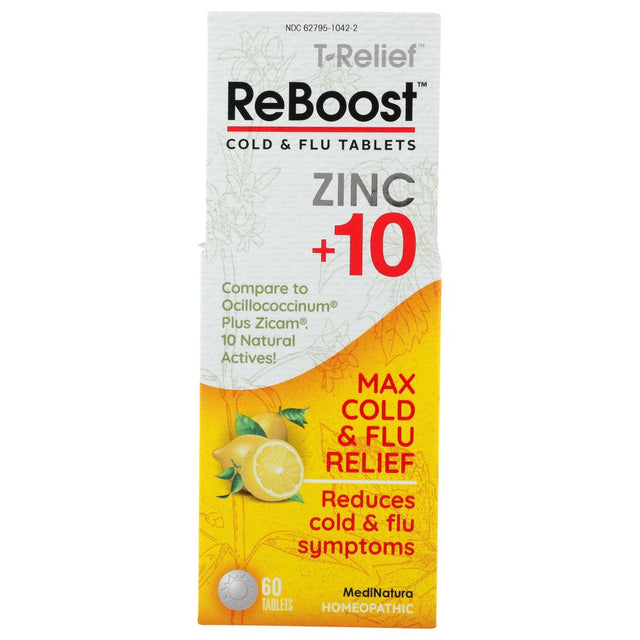 MEDINATURA: Reboost Cold and Flu Tablets Zinc Plus 10 Lemon, 60 tb - #tag1# - #tag2#