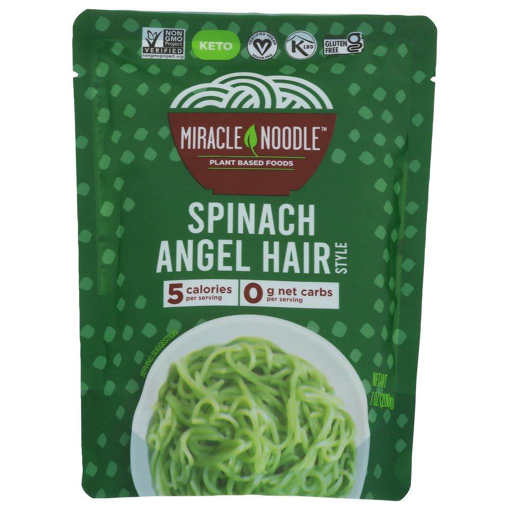 MIRACLE NOODLE: Ready To Eat Spinach Angel Hair, 7 oz - #tag1# - #tag2#