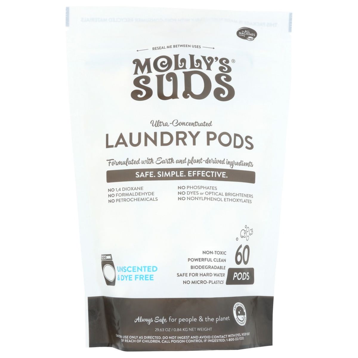 MOLLYS SUDS: Laundry Detergent Pods 60Ct Unscented, 29.63 oz - #tag1# - #tag2#