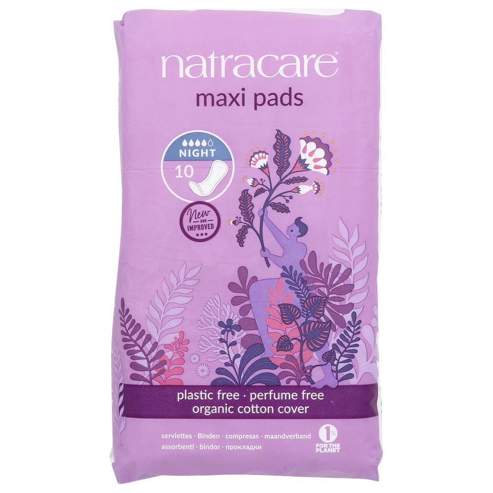 NATRACARE: Organic & Natural Maxi Pads Night Time, 10 pc - #tag1# - #tag2#
