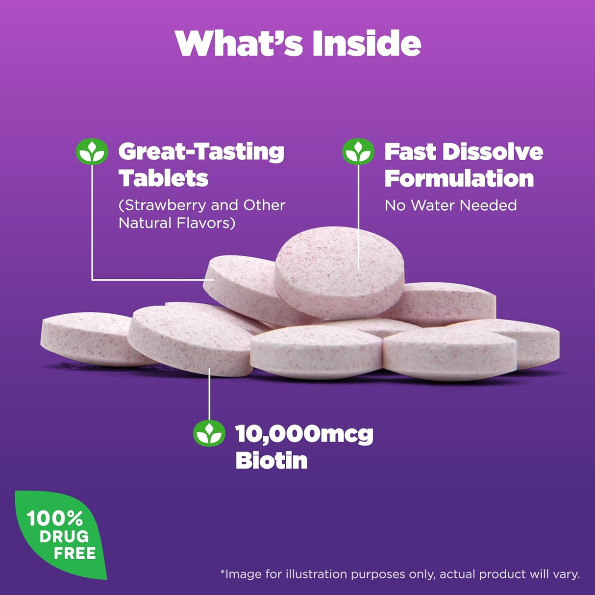 NATROL Biotin Beauty, Fast Dissolve, 10,000 mg, Strawberry, 60 Tablets - #tag1# - #tag2#