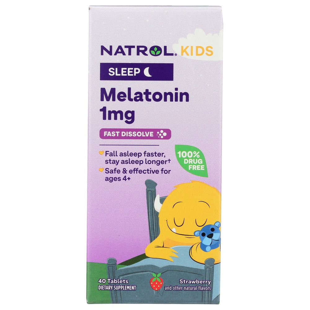 NATROL: Kids Melatonin Sleep Support 1mg Strawberry Fast Dissolve Tablets, 40 tb - #tag1# - #tag2#