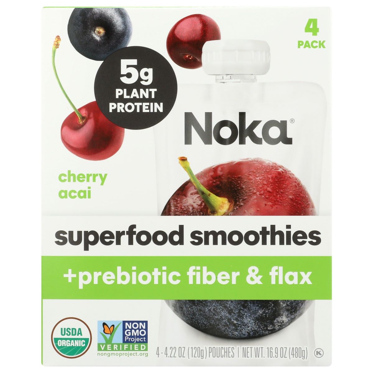 NOKA: Cherry Acai Superfood Smoothie Prebiotic Fiber 4Pk, 16.9 oz - #tag1# - #tag2#