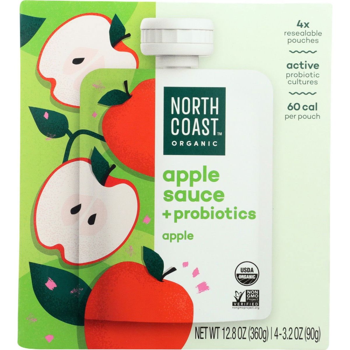 NORTH COAST: Organic Probiotic Apple Sauce Pouches, 12.8 oz - Sunshine Co Op. - #tag1# - #tag2# - #tag3# - #tag4#
