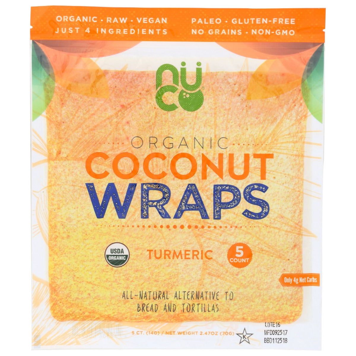 NUCO: Organic Coconut Wraps Turmeric, 2.47 oz - Sunshine Co Op. - #tag1# - #tag2# - #tag3# - #tag4#