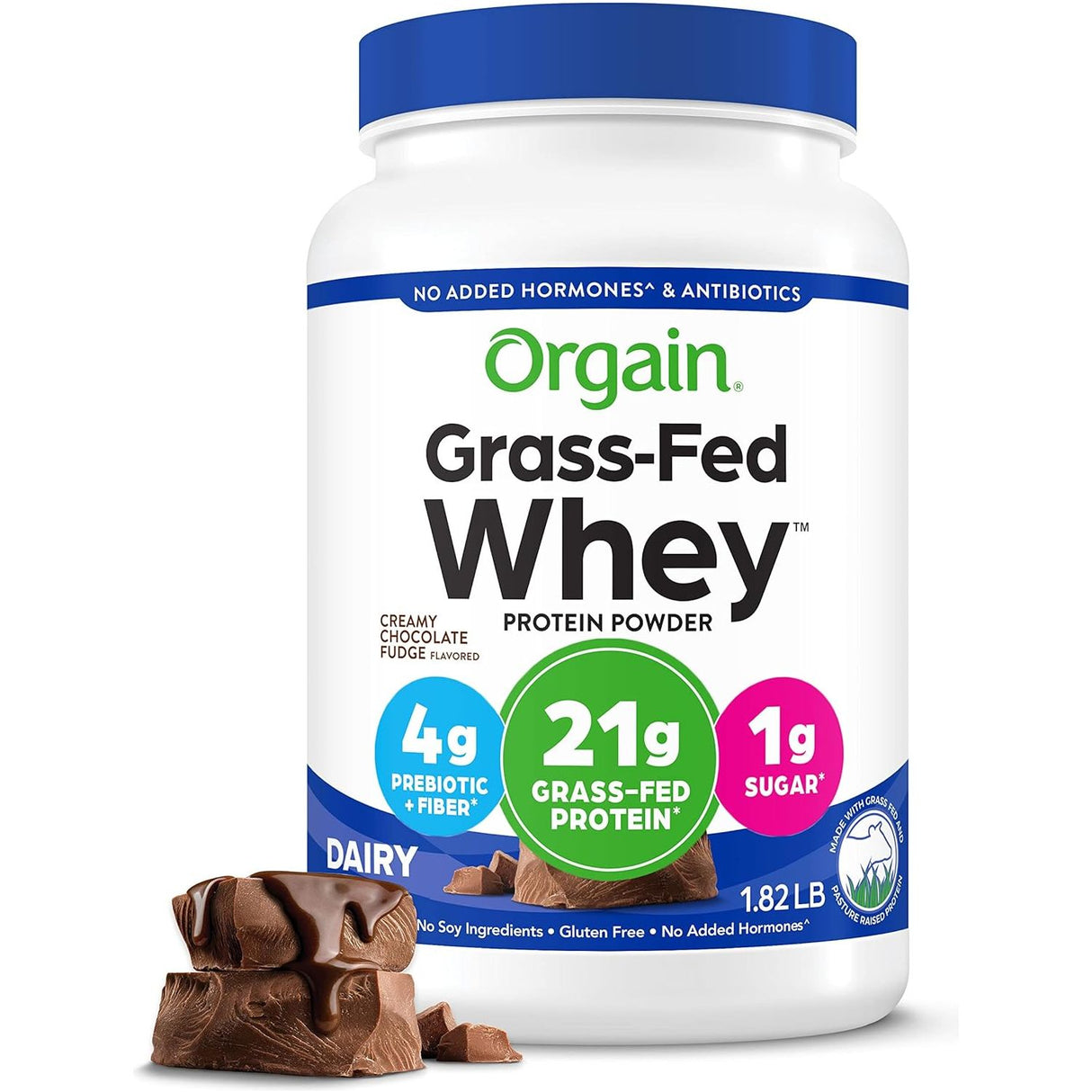 Orgain Grass-Fed Whey Protein Powder, Creamy Chocolate Fudge - 21g, 1.82lb