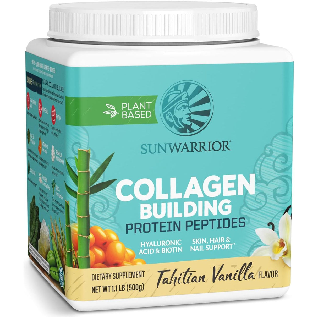 Sunwarrior Collagen Building Powder Protein Peptide Tahitian Vanilla 1.1 lb