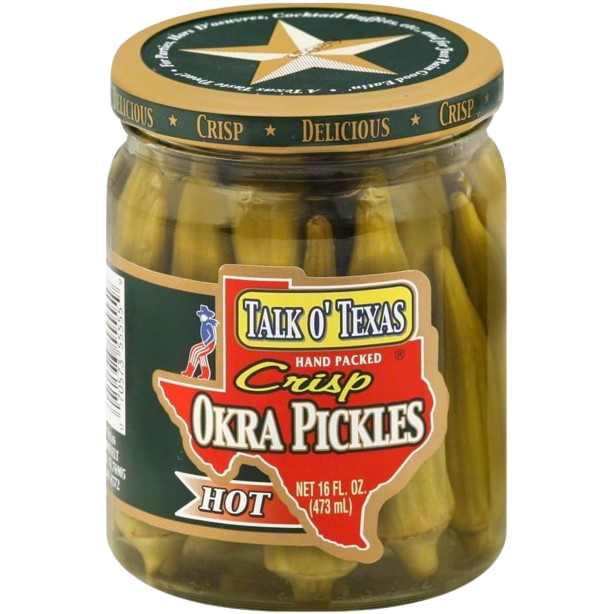 TALK O TEXAS: Crisp Okra Pickles Hot, 16 oz - Sunshine Co Op. - #tag1# - #tag2# - #tag3# - #tag4#