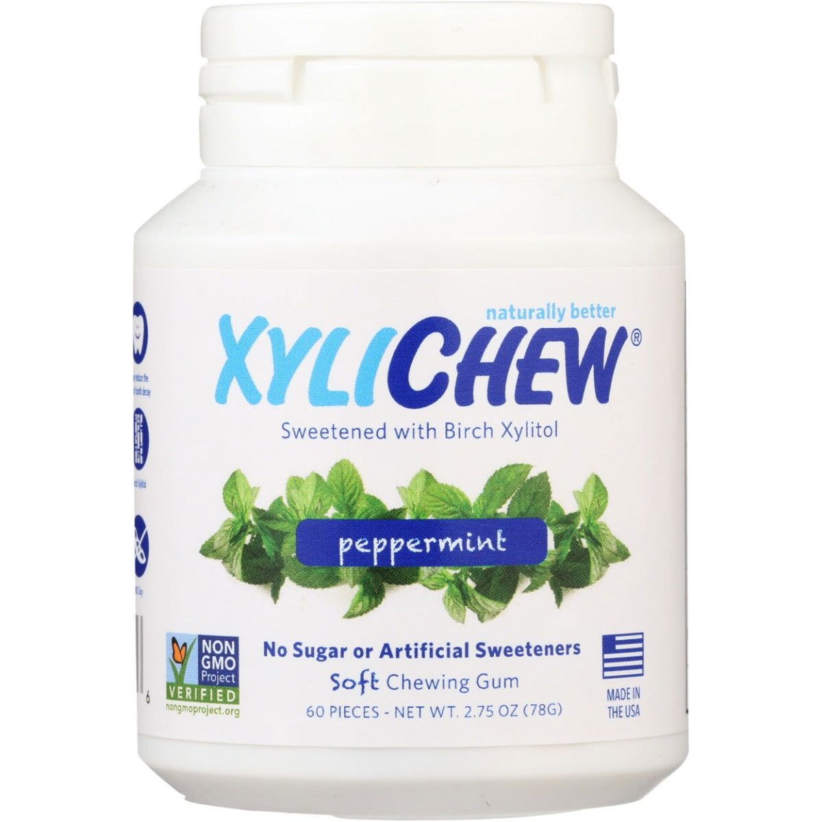 XYLICHEW: Sugar Free Chewing Gum Peppermint Jar, 60 pc - Sunshine Co Op. - #tag1# - #tag2# - #tag3# - #tag4#