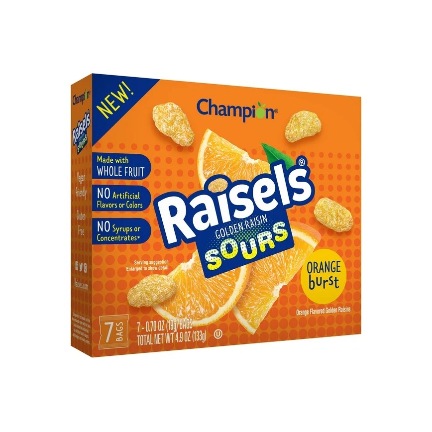 RAISELS: Golden Raisin Sours Orange Burst, 4.9 oz