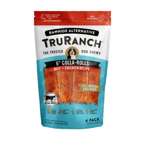 TRURANCH: 6In Beef Rolls Dog Treat, 4 pk