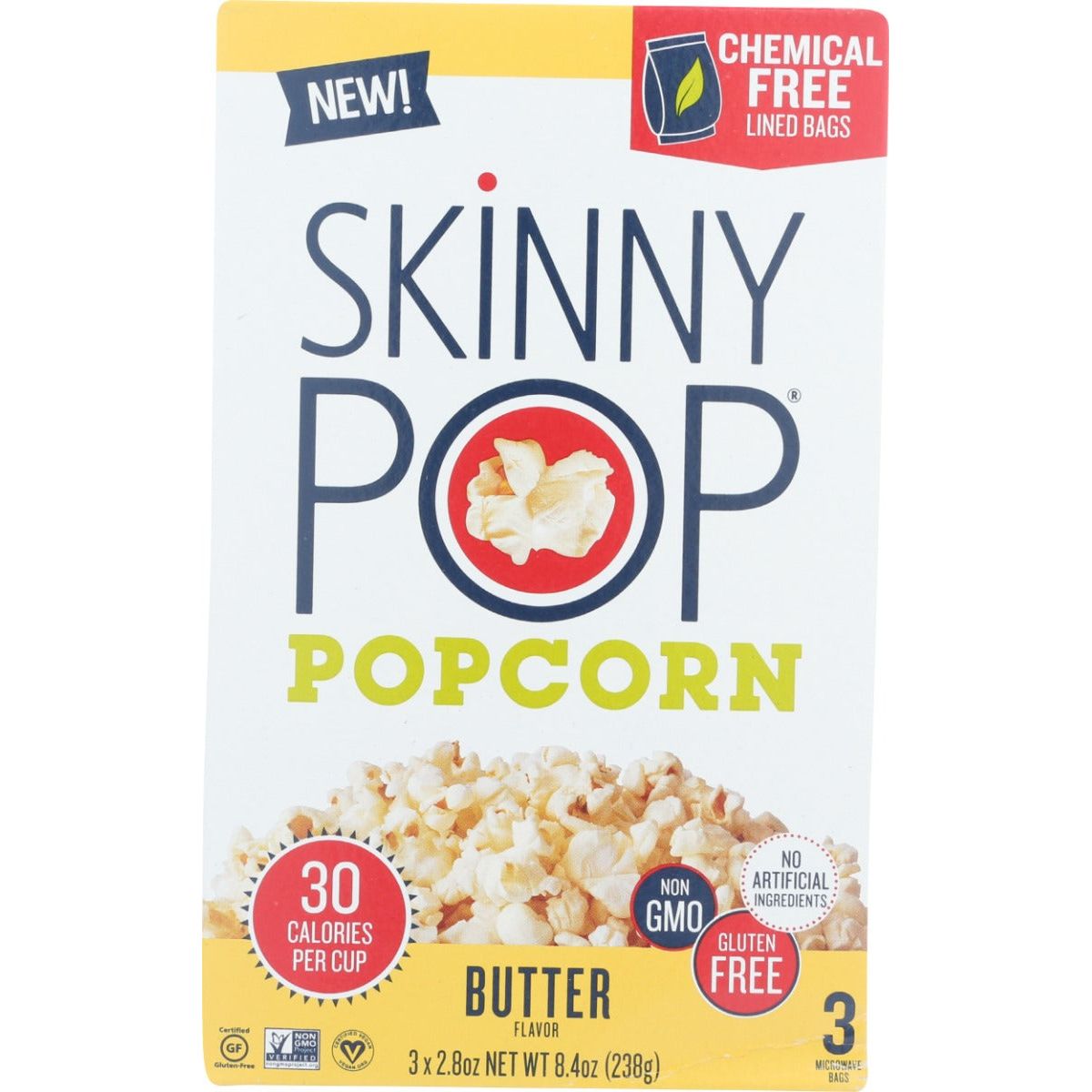 SKINNY POP: Butter Microwave Popcorn 3Pk, 8.4 oz