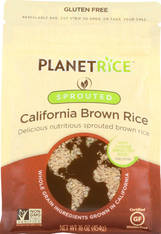 PLANET RICE: California Brown Rice Sprouted, 16 oz