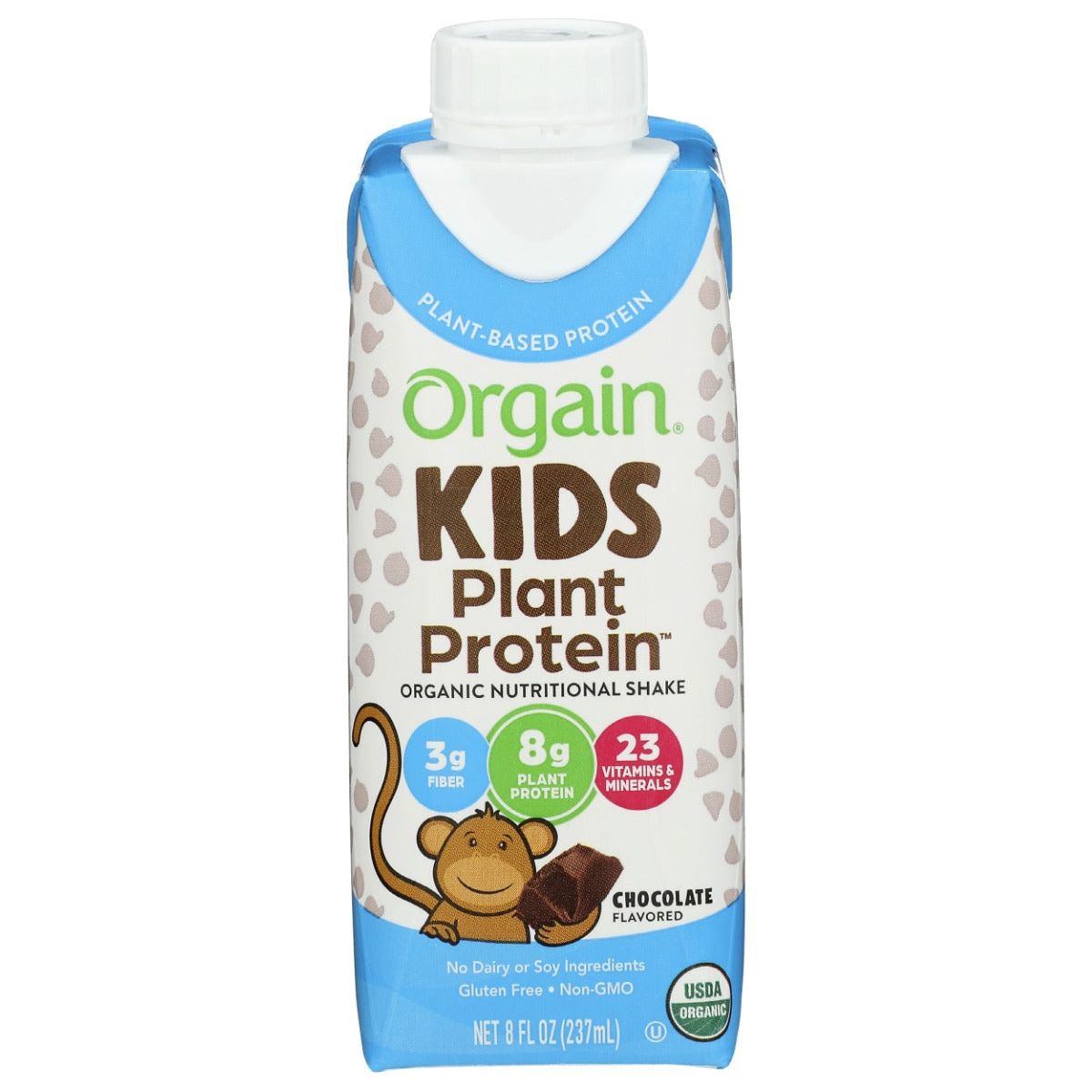 ORGAIN: Kids Organic Plant Protein Nutritional Shake Chocolate, 8 fo