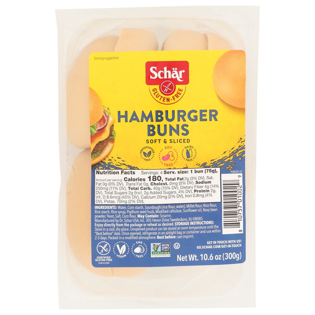 SCHAR: Hamburger Buns, 10.6 oz