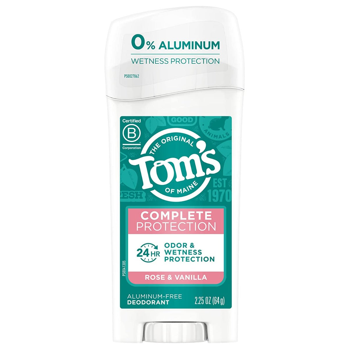 TOMS OF MAINE: Deodorant Stick Rose Vanilla, 2.25 OZ